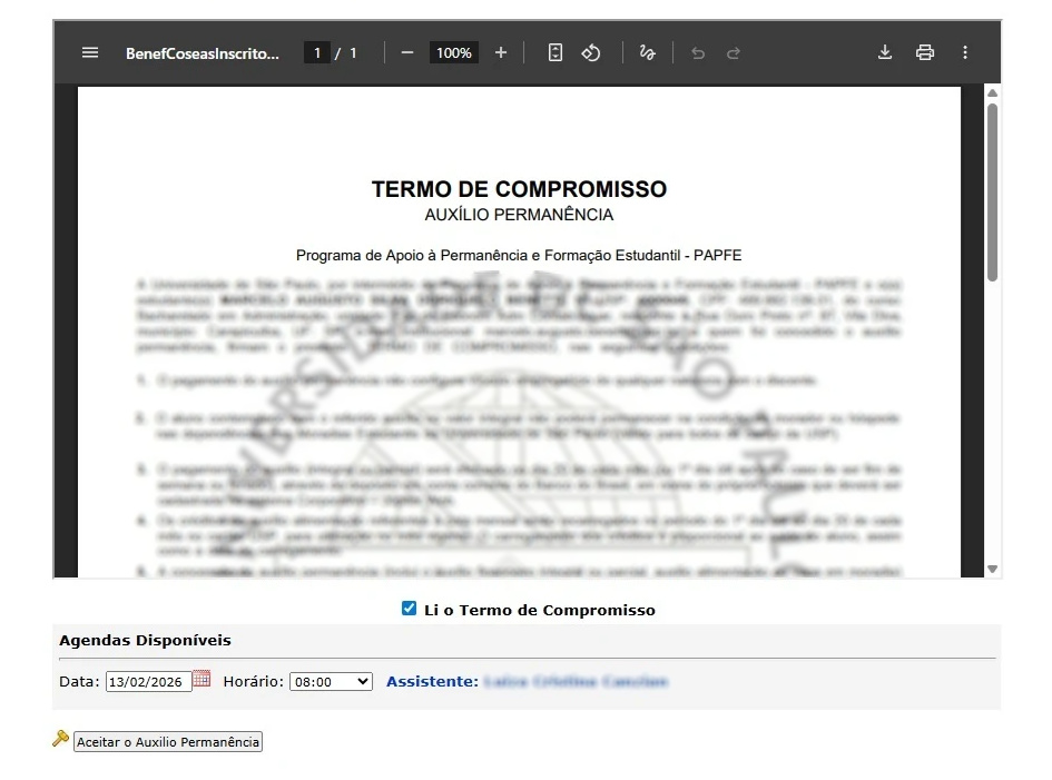 Print termo de compromisso